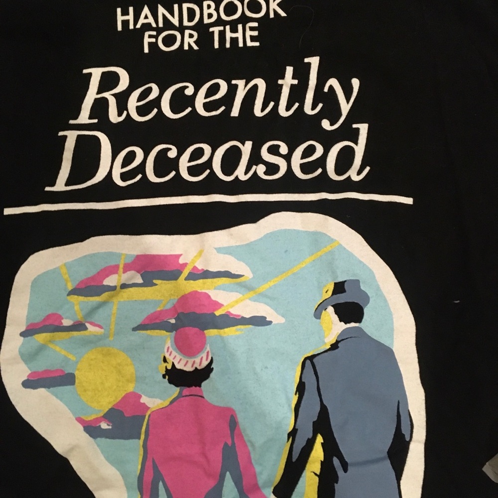 Hot Topic “Handbook for the Recently Deceased” T Shirt.  Size Large.  New